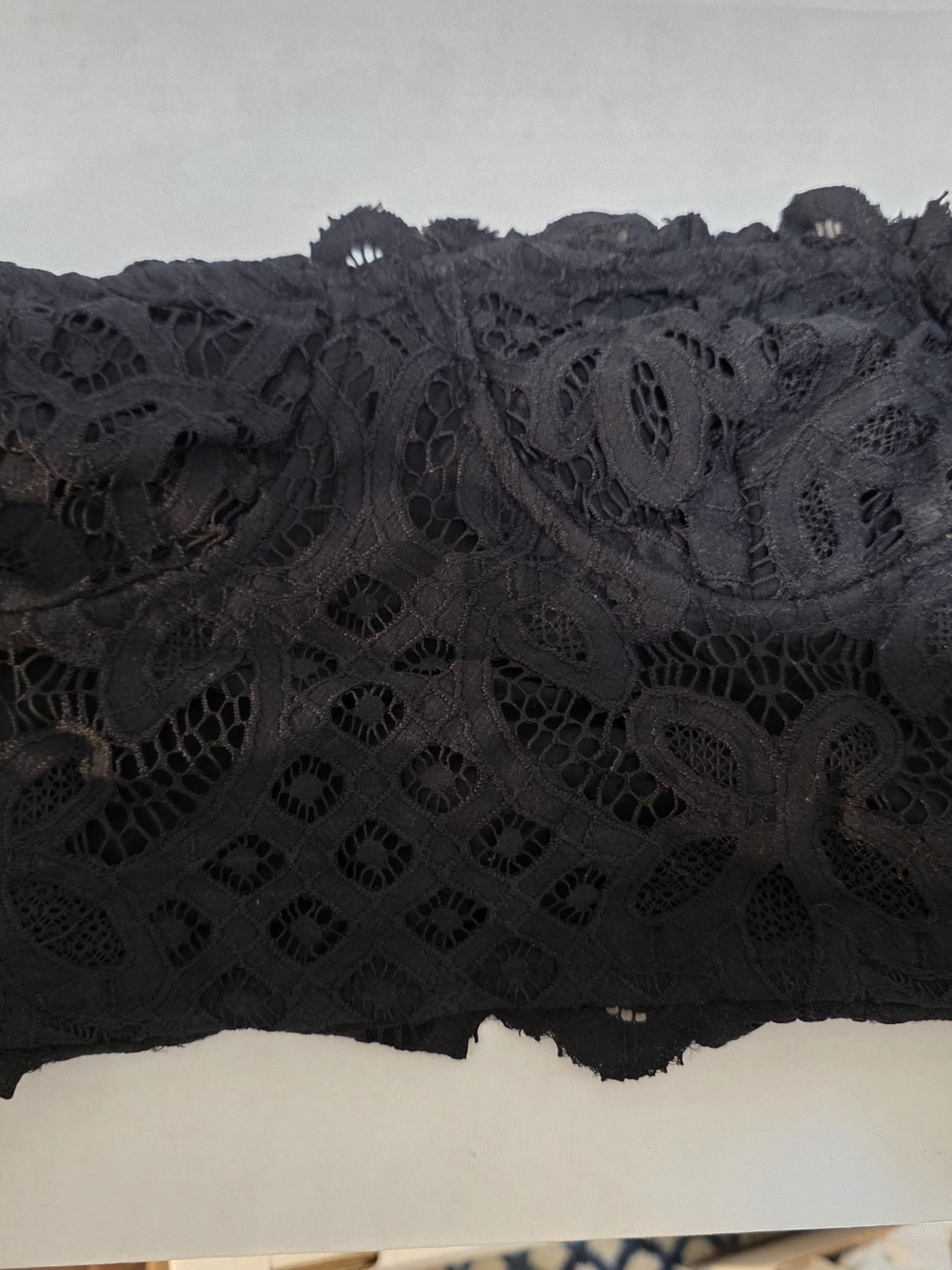 Free People Black Lace Bandeau Top with Floral Crochet